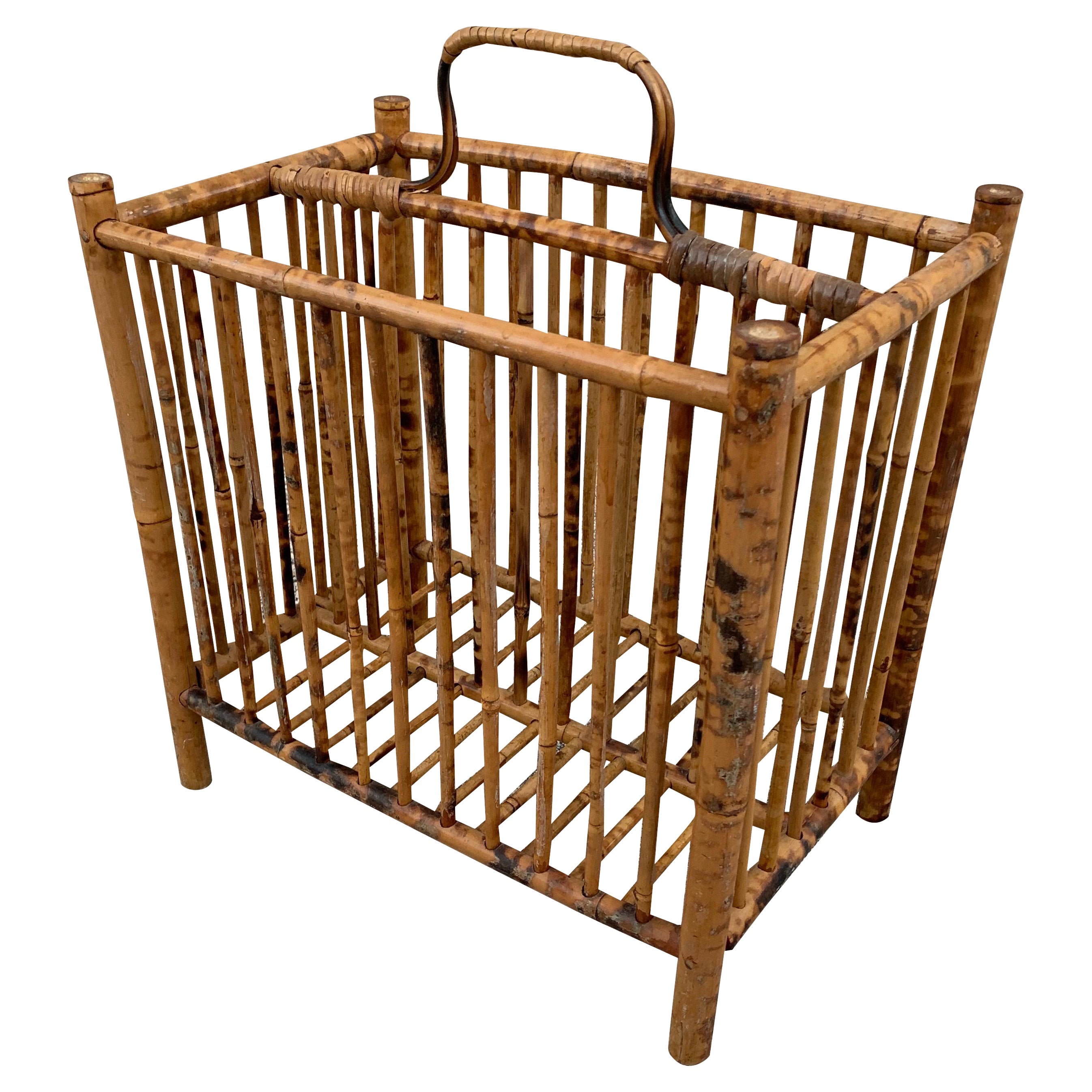 Vintage British Colonial Bamboo Magazine Rack