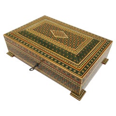 1940s Moorish Anglo-Indian Jewelry Mosaic Khatam Inlaid Box