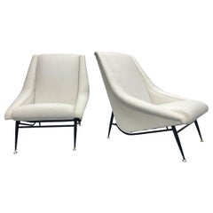 Pair of 1960s French Lounge Chairs by Henri Caillon for Erton