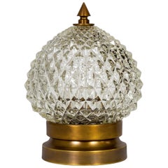 Vintage Spherical Hollywood Regency Diamond Crystal Pressed Glass Lamp