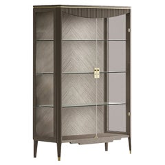 21st Century Carpanese Home Italia Glass Cabinet with Wood Frame Modern, 7301