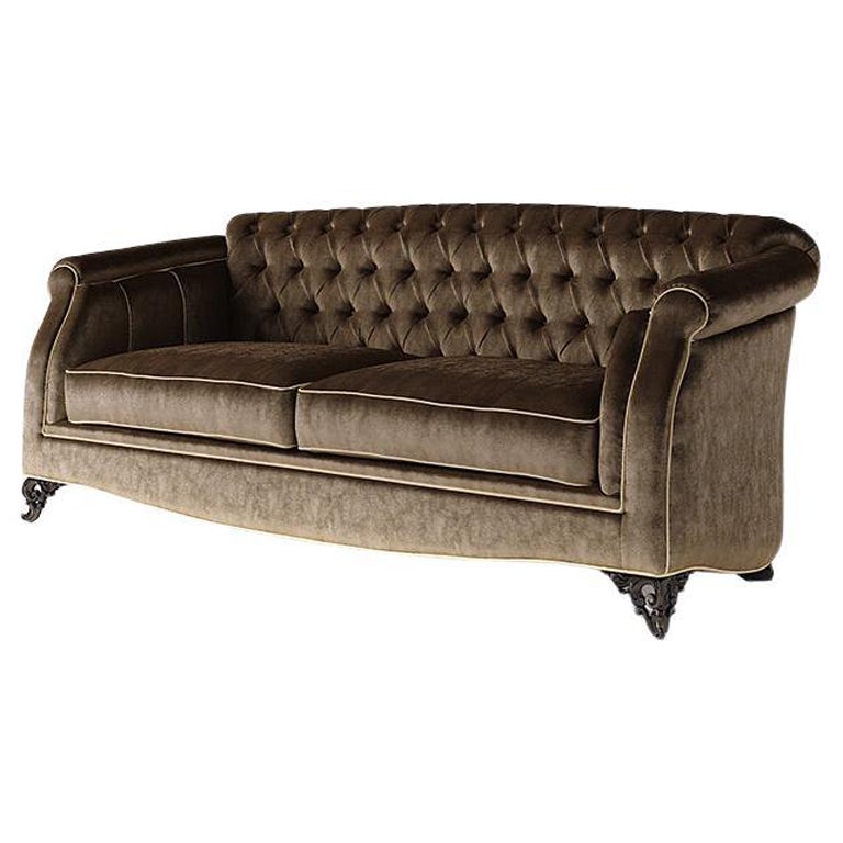 21st Century Carpanese Home Italia Sofa with Wooden Legs Neoclassic, 6236 For Sale