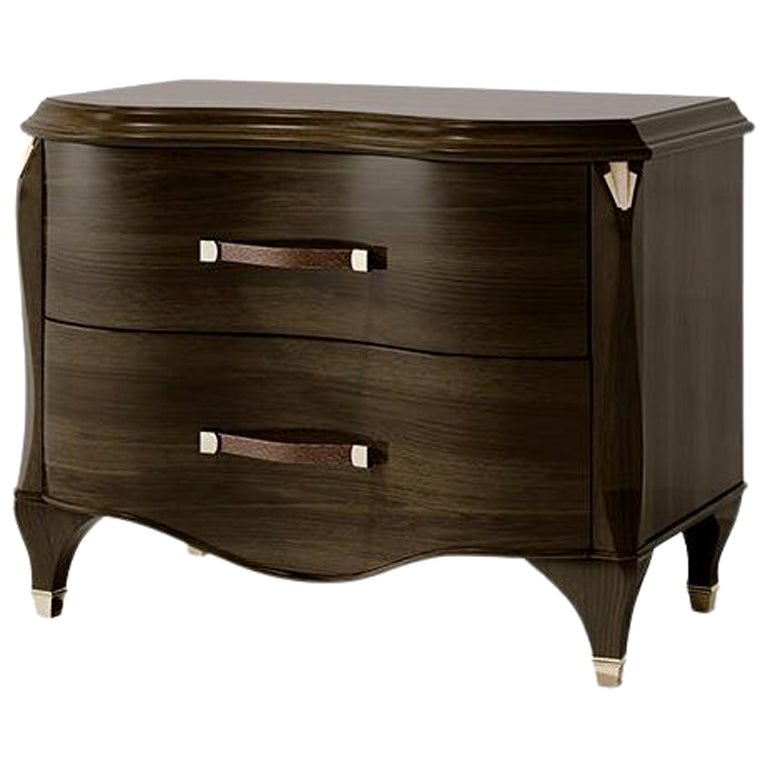 21st Century Carpanese Home Italia Nightstand with Wooden Legs Neoclassic, 6672 For Sale