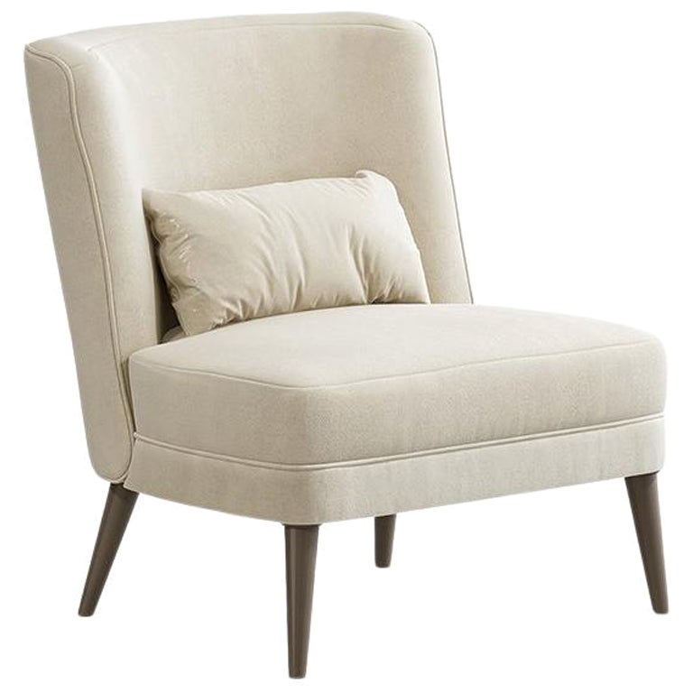 21st Century Carpanese Home Italia Armchair with Wooden Legs Modern, 7312 For Sale