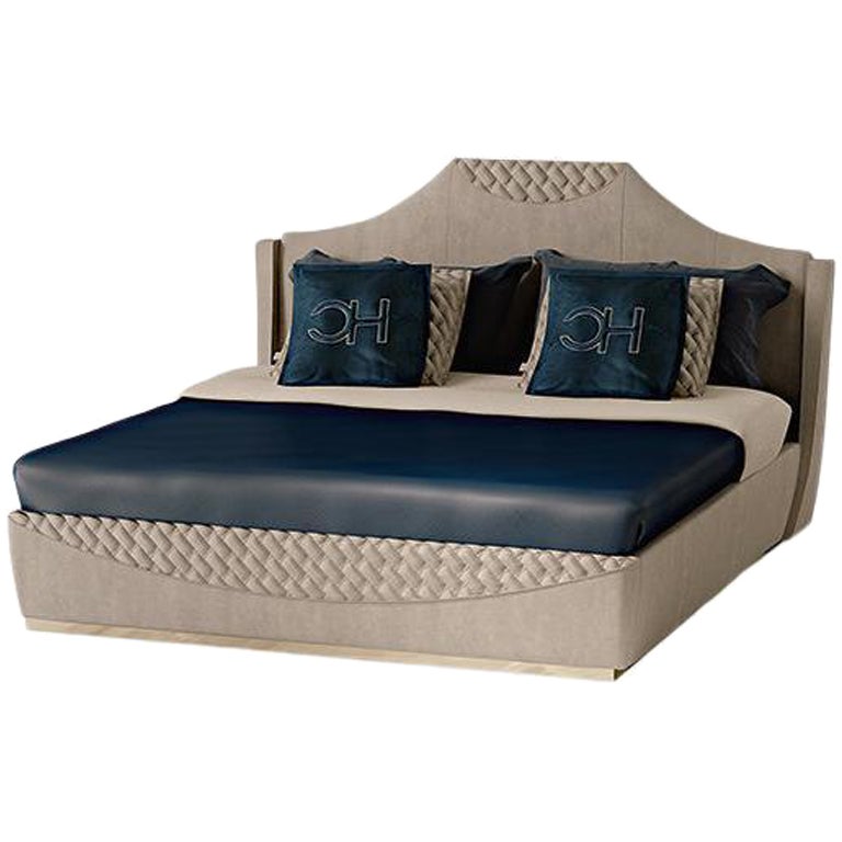 21st Century Carpanese Home Italia Upholstered Bed Neoclassic, 6681 For Sale