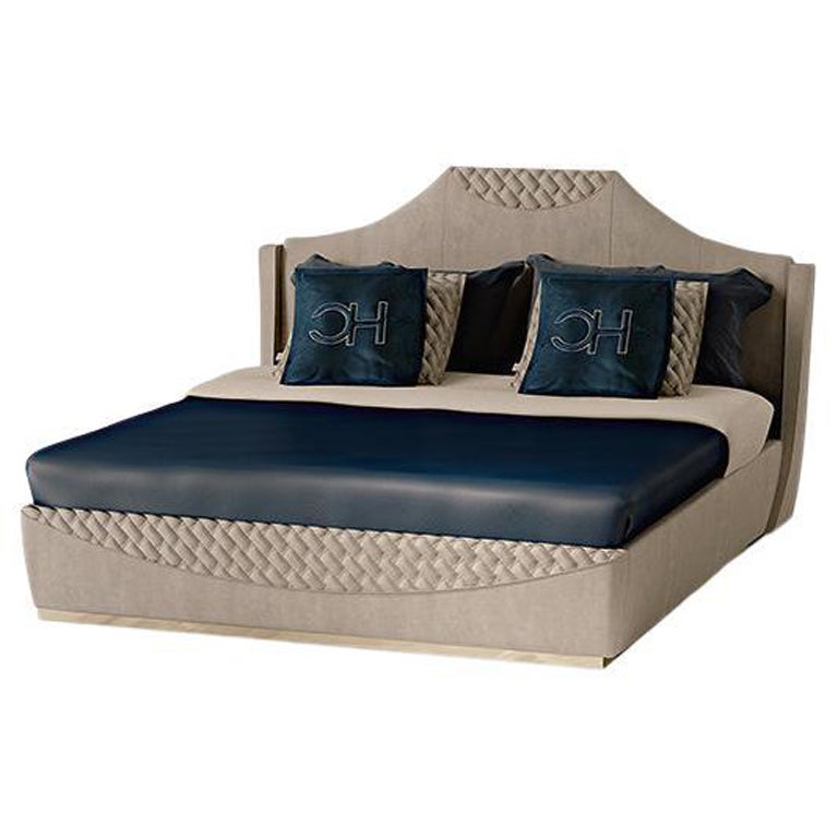 21st Century Carpanese Home Italia Upholstered Bed Neoclassic, 6689 For Sale