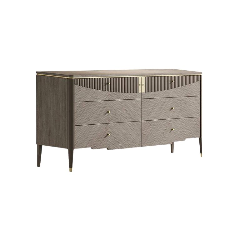 21st Century Carpanese Home Italia Chest of Drawers with Metal Modern, 7323 For Sale