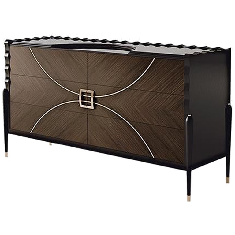 21st Century Carpanese Home Italia Chest of Drawers with Metal Modern, 7021 For Sale