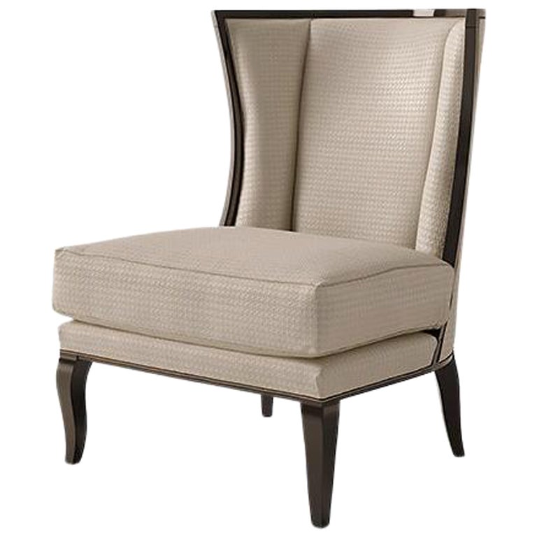 21st Century Carpanese Home Italia Armchair with Wooden Legs Neoclassic, 6344 For Sale