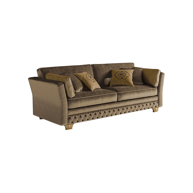 21st Century Carpanese Home Italia Sofa with Wooden Legs Neoclassic, 6436 For Sale