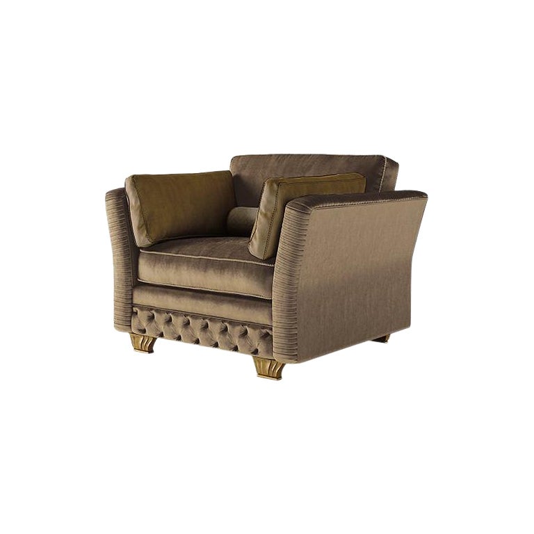 21st Century Carpanese Home Italia Armchair with Wooden Legs Neoclassic, 6437 For Sale
