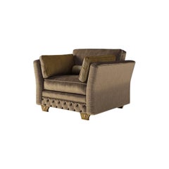 21st Century Carpanese Home Italia Armchair with Wooden Legs Neoclassic, 6437