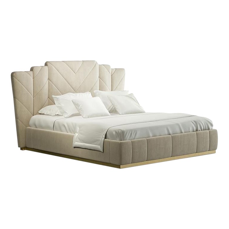21st Century Carpanese Home Italia Upholstered Bed Modern, 7379 For Sale
