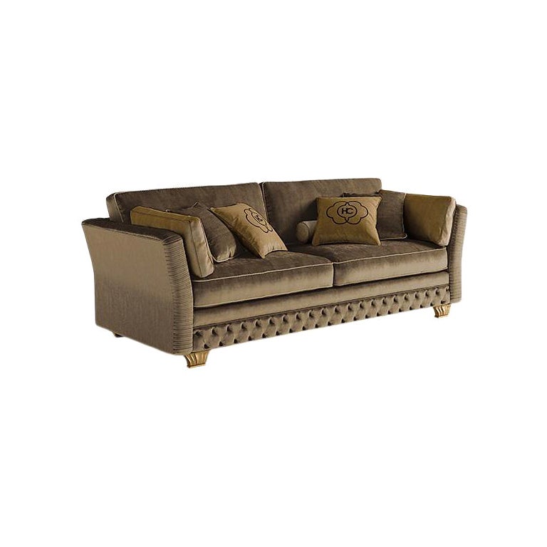 21st Century Carpanese Home Italia Sofa with Wooden Legs Neoclassic, 6439 For Sale