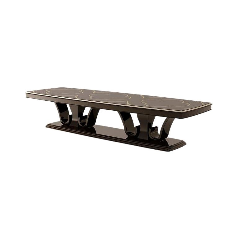 21st Century Carpanese Home Italia Table with Wooden Base Neoclassic, 6053 For Sale