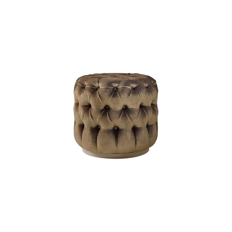 21st Century Carpanese Home Italia Pouff with Wooden Base Neoclassic, 6088