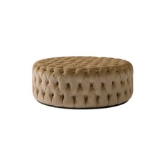 21st Century Carpanese Home Italia Pouff with Wooden Base Neoclassic, 6091