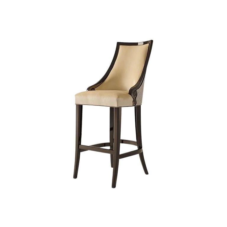 21st Century Carpanese Home Italia Stool with Wooden Legs Neoclassic, 6112 For Sale
