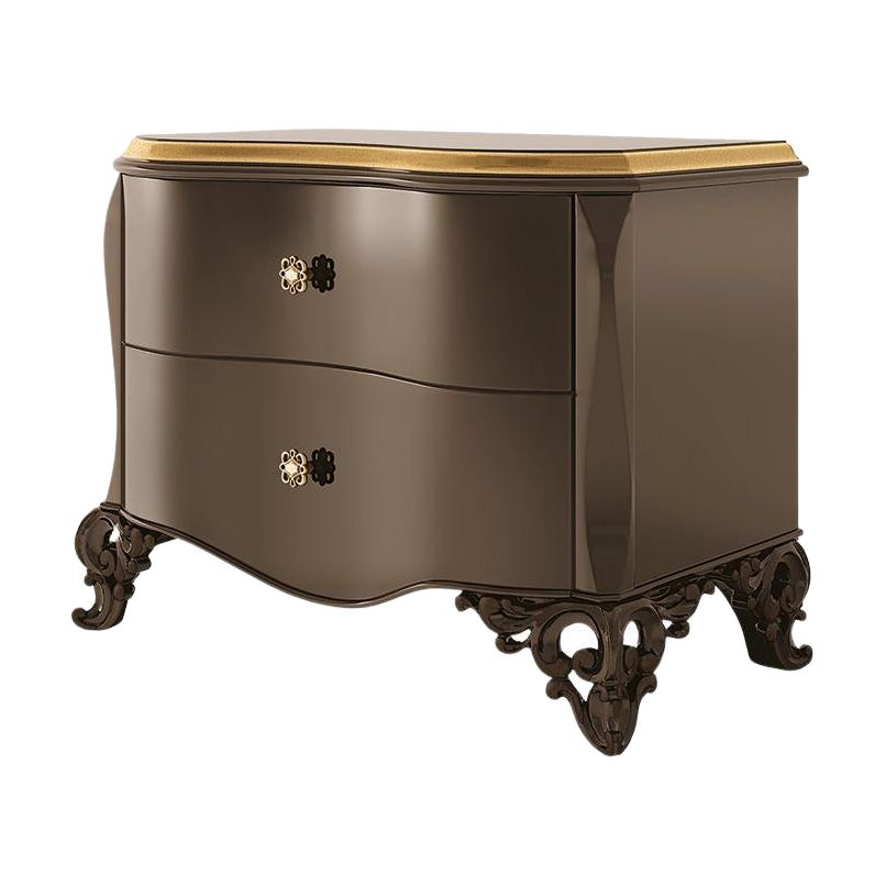 21st Century Carpanese Home Italia Nightstand with Wooden Legs Neoclassic, 6122 For Sale