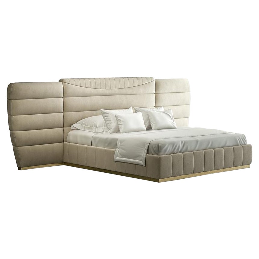21st Century Carpanese Home Italia Upholstered Bed Modern, 7389 For Sale