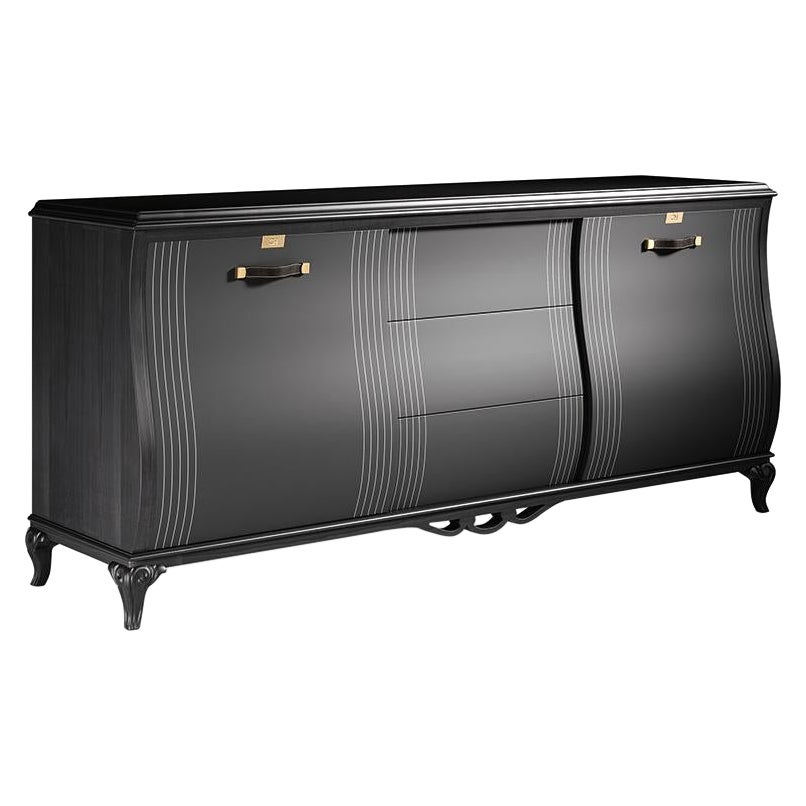 21st Century Carpanese Home Italia Sideboard with Metal Parts Neoclassic, 5702 For Sale