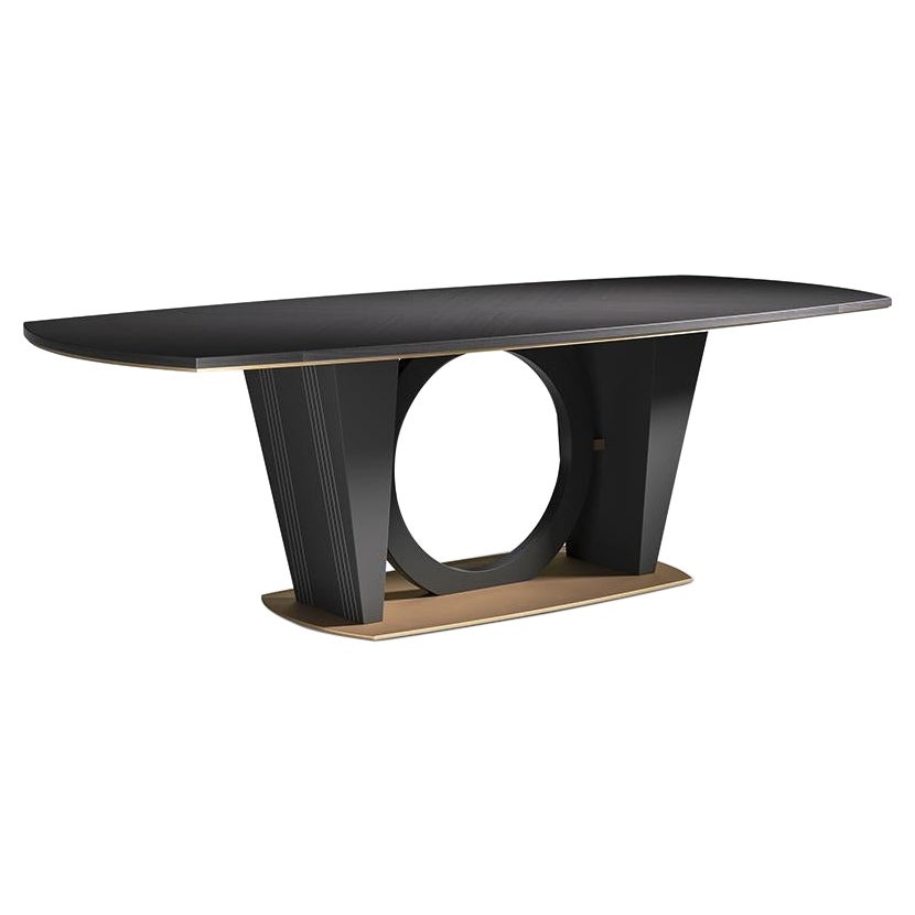 Table de style néoclassique Carpanese Home Italia du 21e siècle avec base en métal, 5703