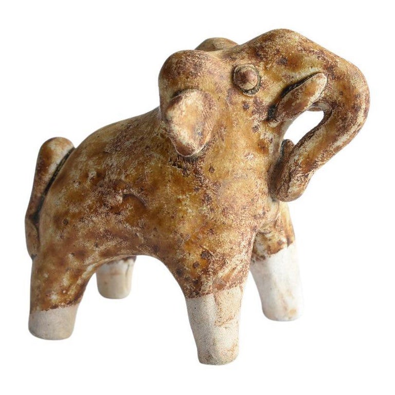 15th-16th Thai Antique Elephant-Shaped Pottery/ Sukhothai Era/ Southeast Asia