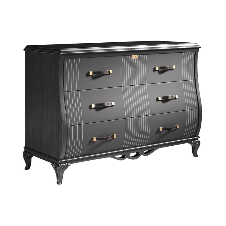 21st Century Carpanese Home Italia Chest of Drawers with Metal Neoclassic, 5771 For Sale