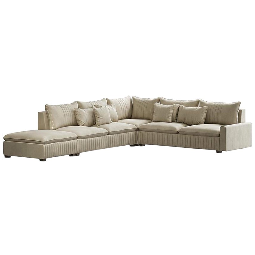 21st Century Carpanese Home Italia Sofa with Wooden Legs Modern, 7443 For Sale