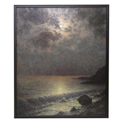 Art Nouveau French Painting Sunset on the Beach