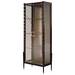 21st Century Carpanese Home Italia Glass Cabinet with Wood Frame Modern, 7001