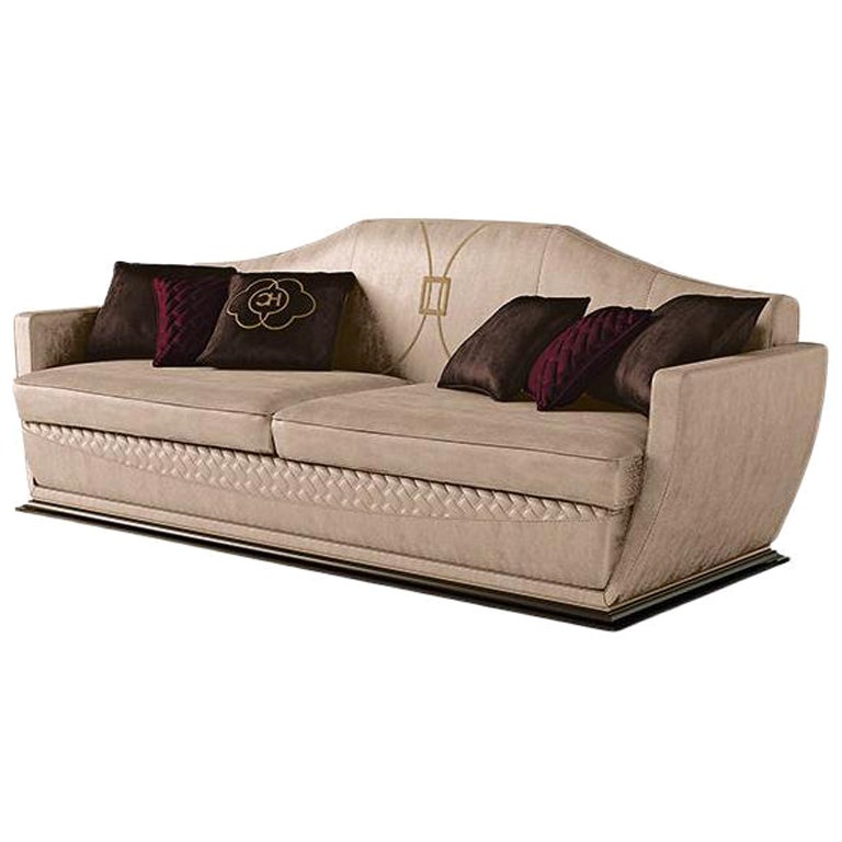 21st Century Carpanese Home Italia Sofa with Wooden Base Modern, 7039 For Sale