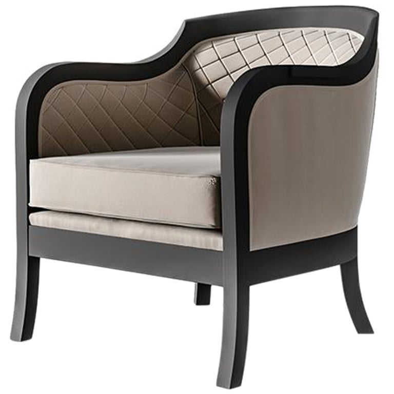 21st Century Carpanese Home Italia Armchair with Wooden Legs Neoclassic, 5910 For Sale