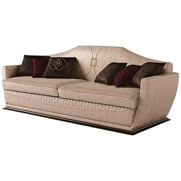 21st Century Carpanese Home Italia Sofa with Wooden Base Modern, 7044 For Sale