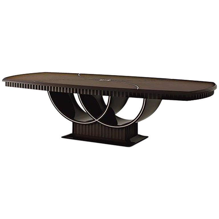 21st Century Carpanese Home Italia Table with Wooden Top Modern, 7003 For Sale