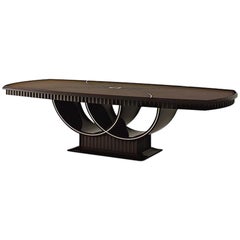 21st Century Carpanese Home Italia Table with Wooden Top Modern, 7003