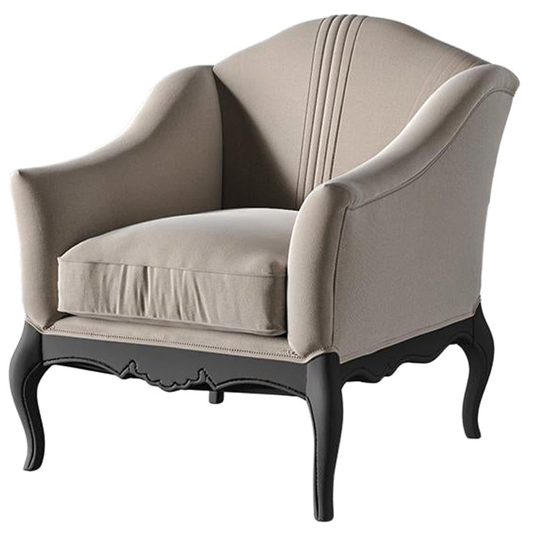 21st Century Carpanese Home Italia Armchair with Wooden Legs Neoclassic, 5937 For Sale