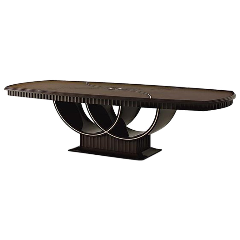 21st Century Carpanese Home Italia Table with Wooden Top Modern, 7005 For Sale