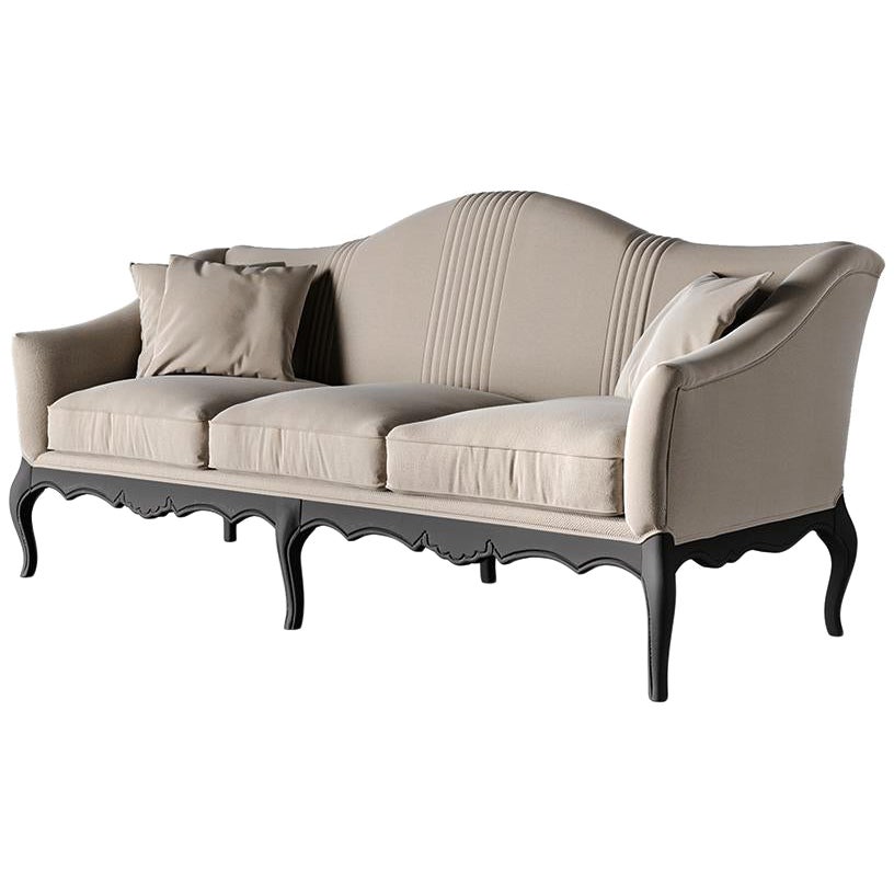 21st Century Carpanese Home Italia Sofa with Wooden Legs Neoclassic, 5939 For Sale