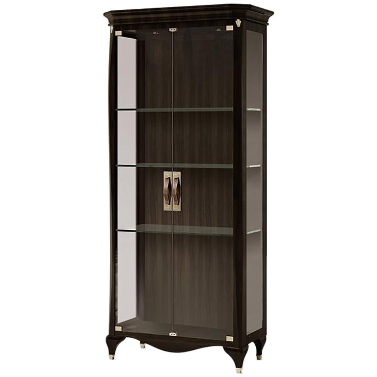 Meuble de rangement en verre et bois néoclassique de style italien du 21e siècle, Carpanese Home Italia, 6601