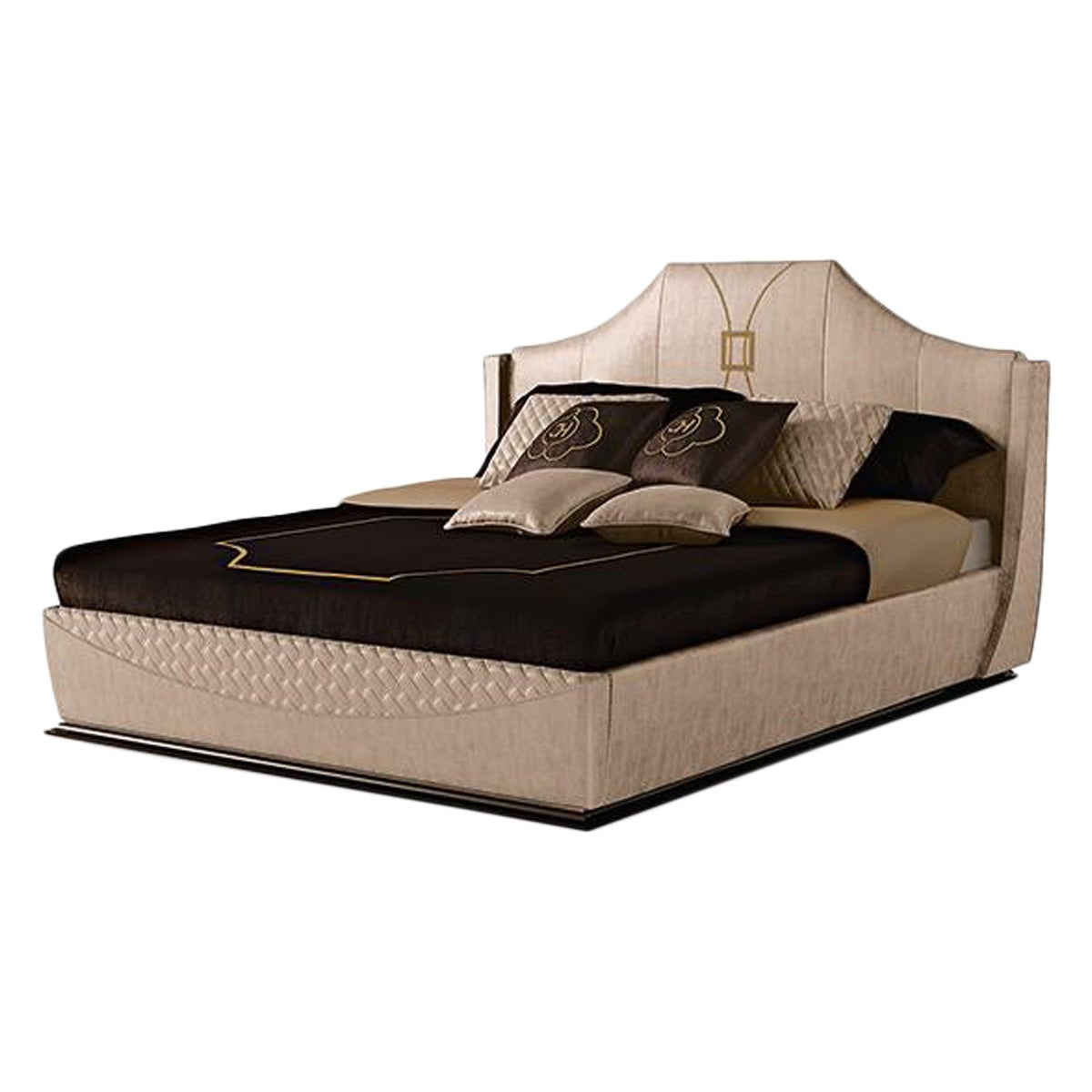 21st Century Carpanese Home Italia Bed with Wooden Base Modern, 7089 For Sale