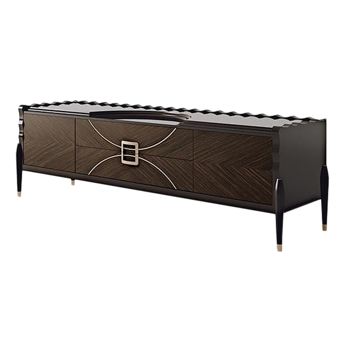 21st Century Carpanese Home Italia Tv Cabinet with Metal Details Modern, 7016
