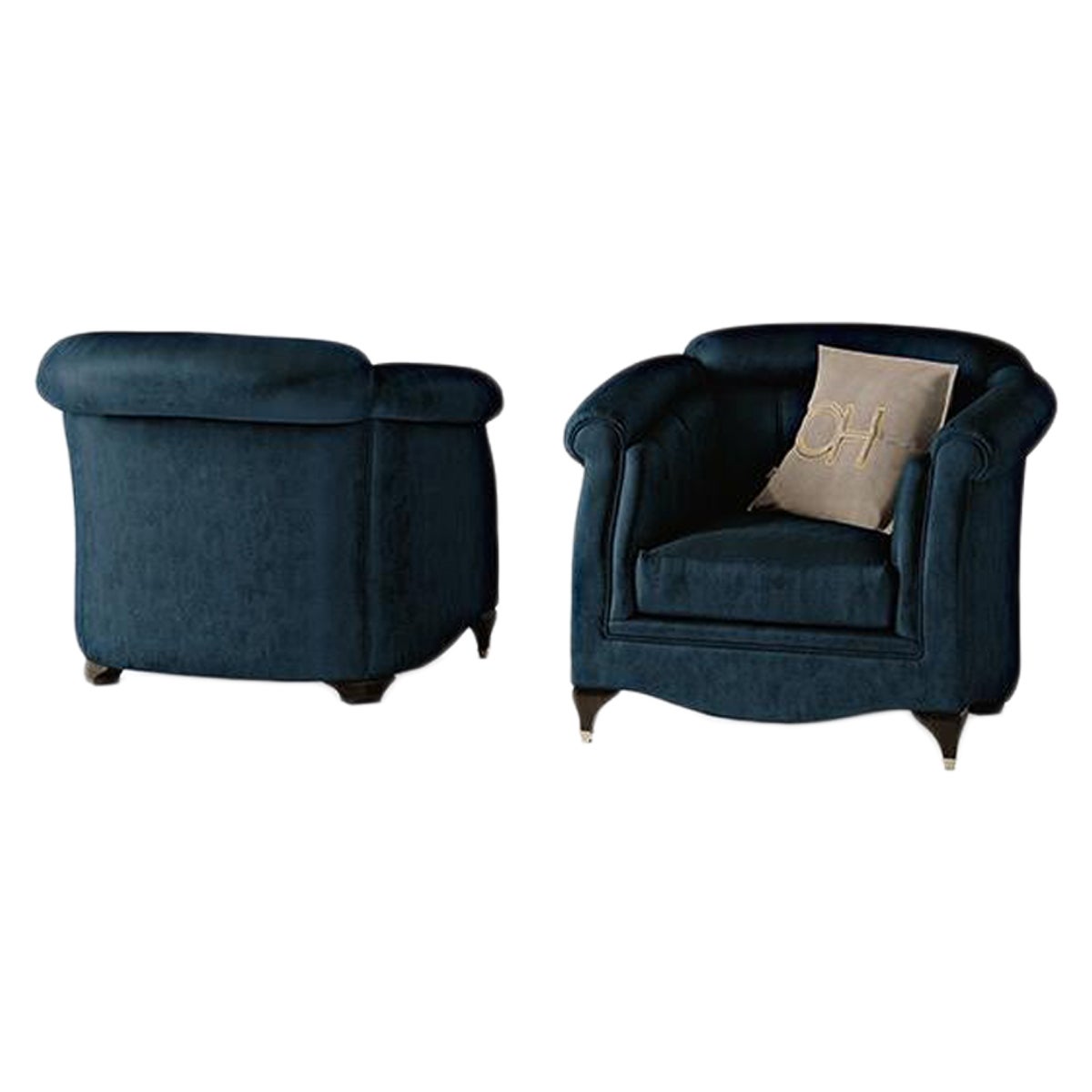 21st Century Carpanese Home Italia Armchair with Wooden Legs Neoclassic, 6637 For Sale