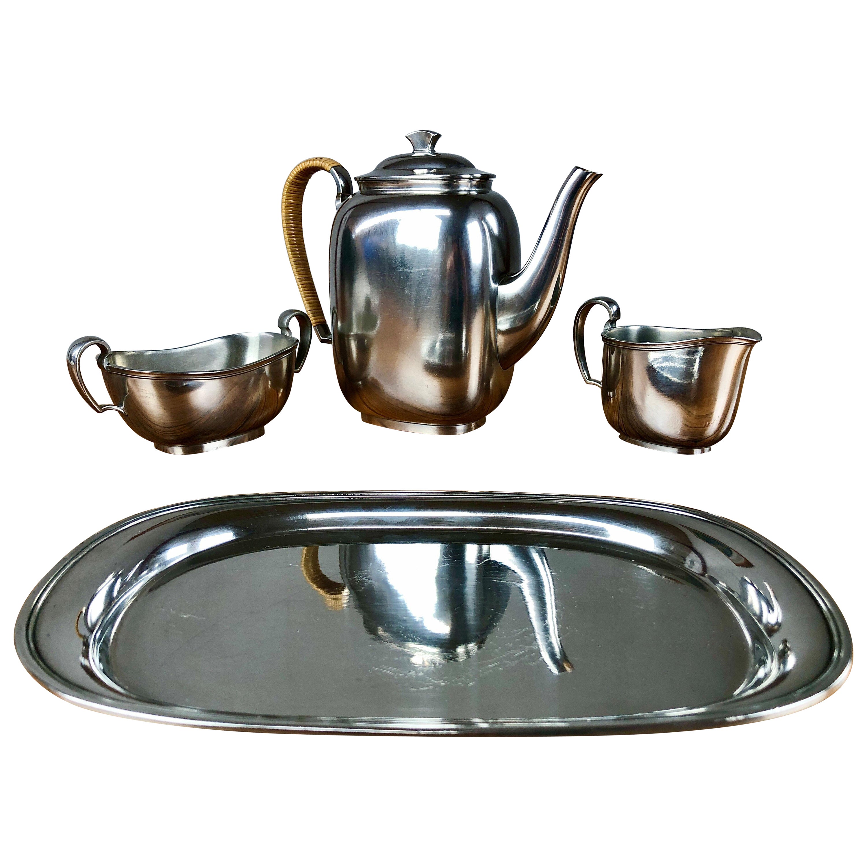 1950s Set of Danish Just Andersen Pewter Coffee Service For Sale