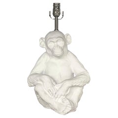 Vintage Boho Chic Plaster Monkey Lamp