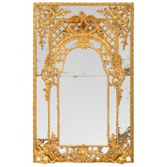 Miroir italien d'époque Louis XIV du 17ème siècle à double cadre en bois doré