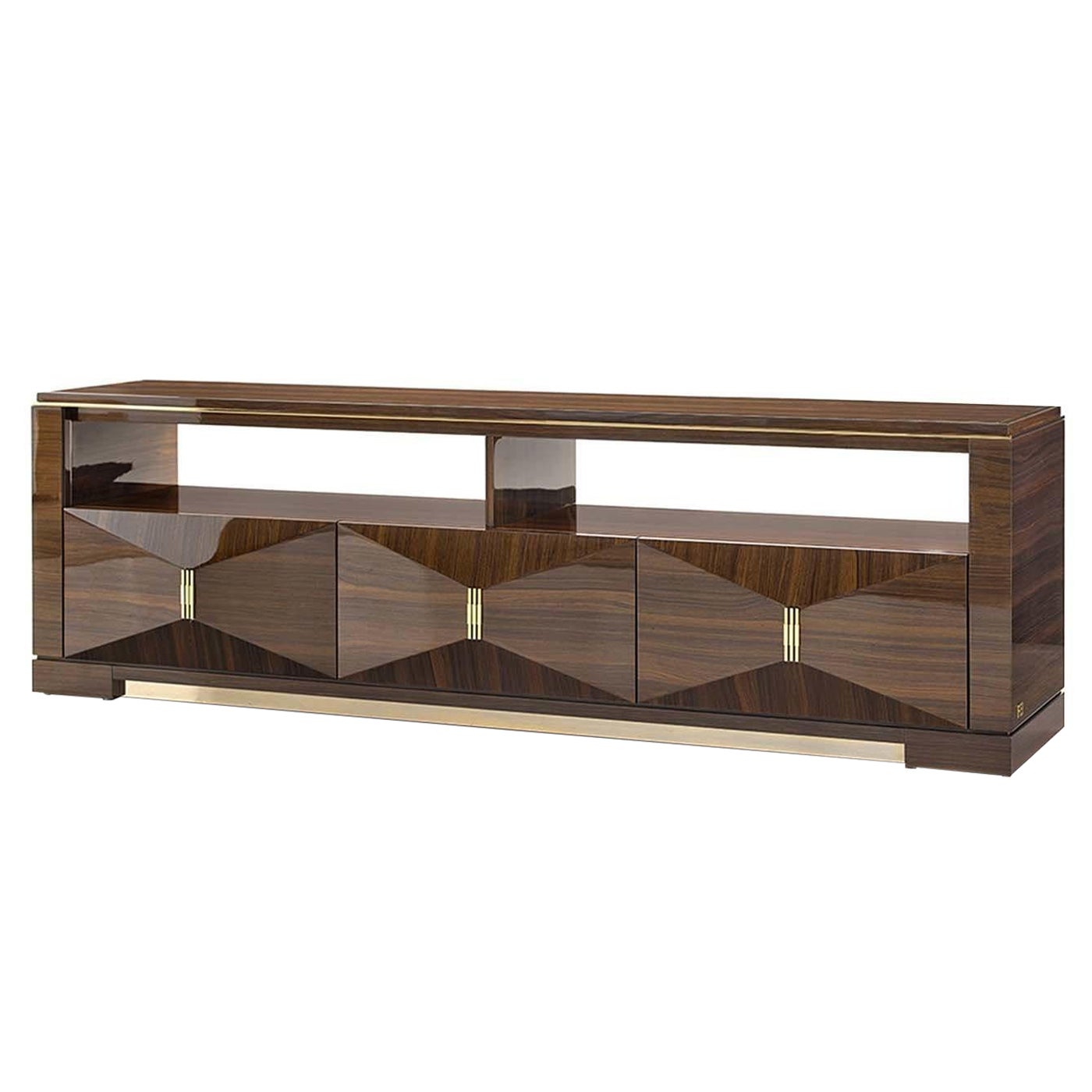 Low Walnut Wood and Metal Hutch FB Collection