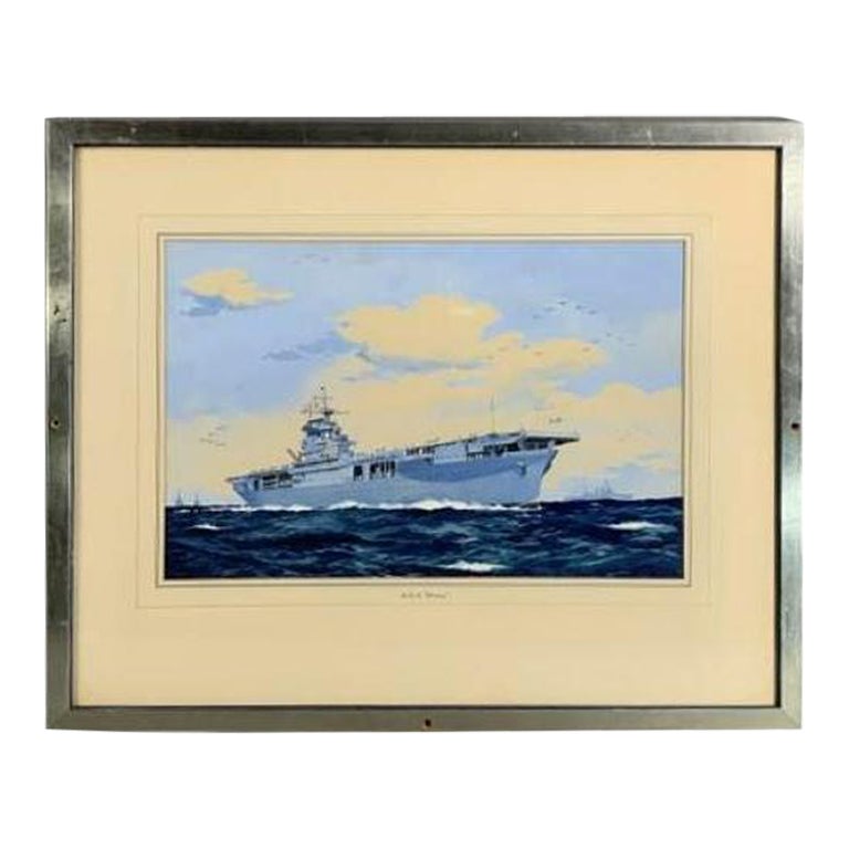 Worden Wood Painting of USS WASP For Sale