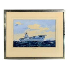 Vintage Worden Wood Painting of USS WASP