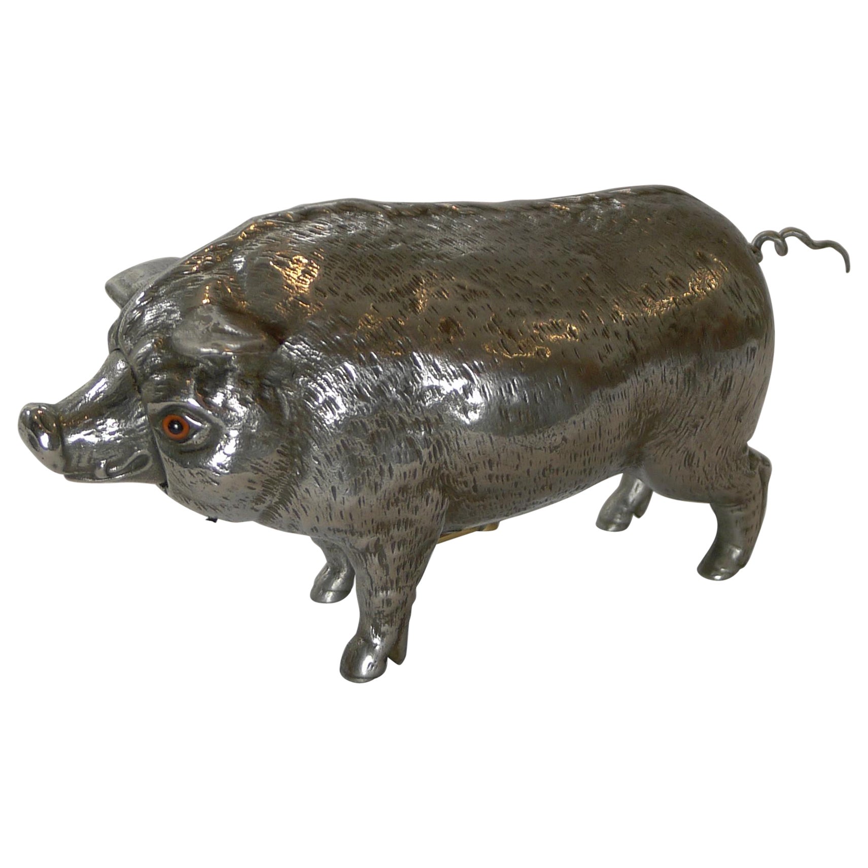 Rare Polished Pig / Hog Mechanical Bell c.1890
